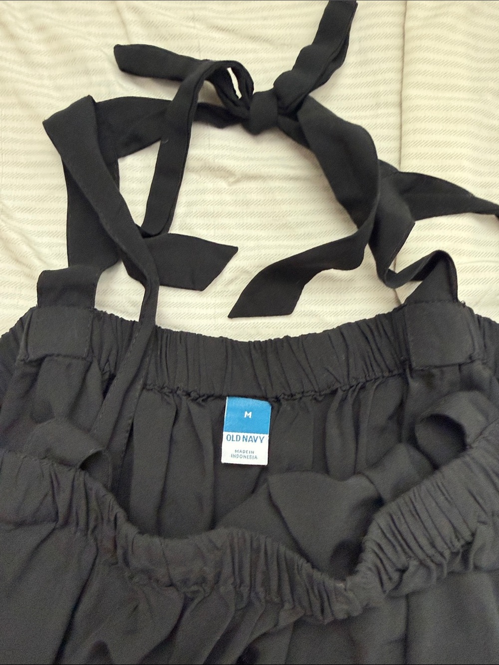 Black Women's Tie-Strap Tank Top - Picture 2 of 3